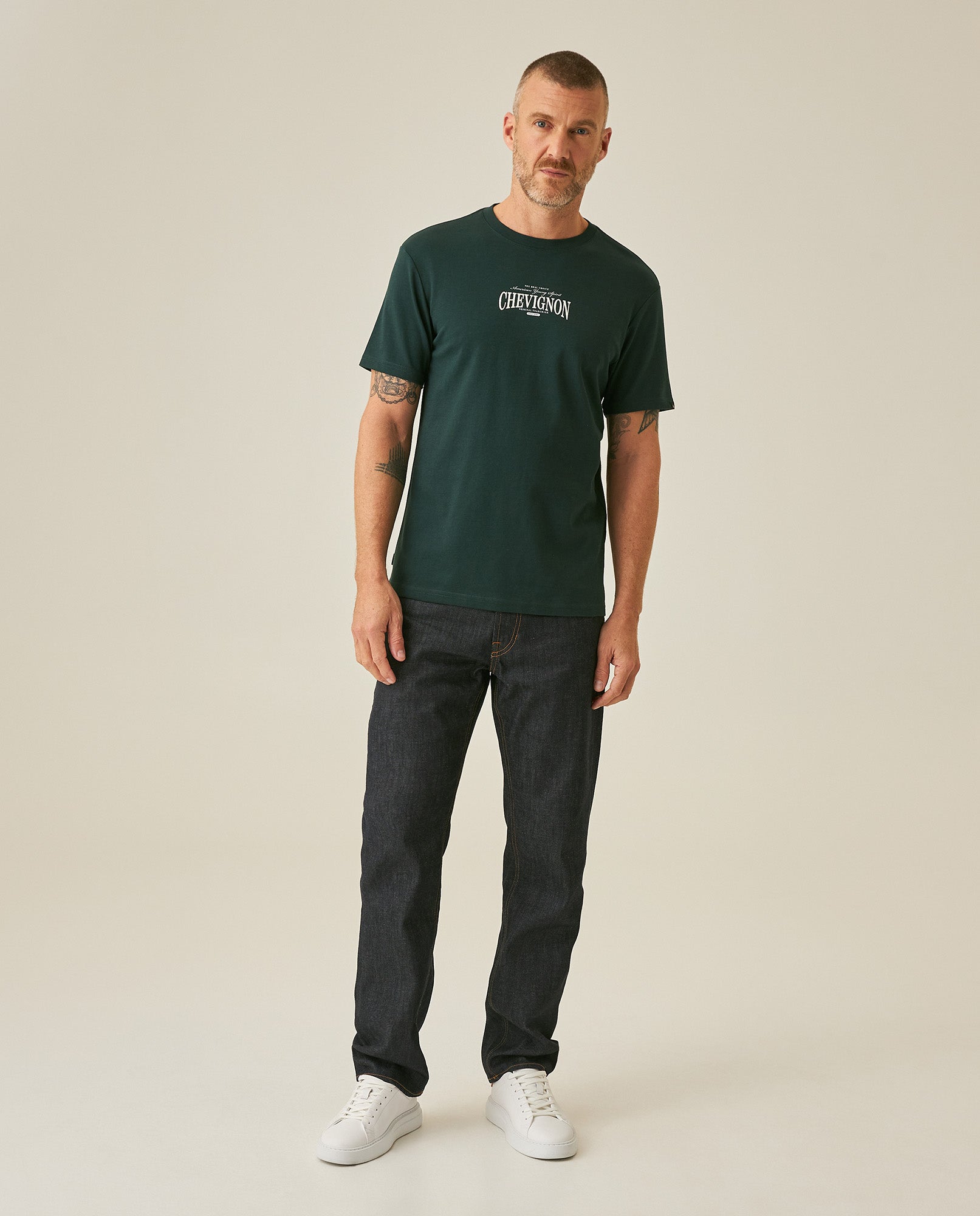 Mens T-Shirt Slim Fit Short Sleeve Cotton Polyester High Density Graphic Center Print Tactile Relief - Dark Green 63_641H002_VER195406_4