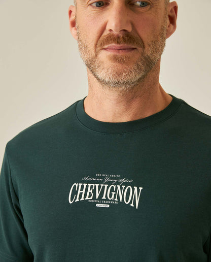 Mens T-Shirt Slim Fit Short Sleeve Cotton Polyester High Density Graphic Center Print Tactile Relief - Dark Green 63_641H002_VER195406_5