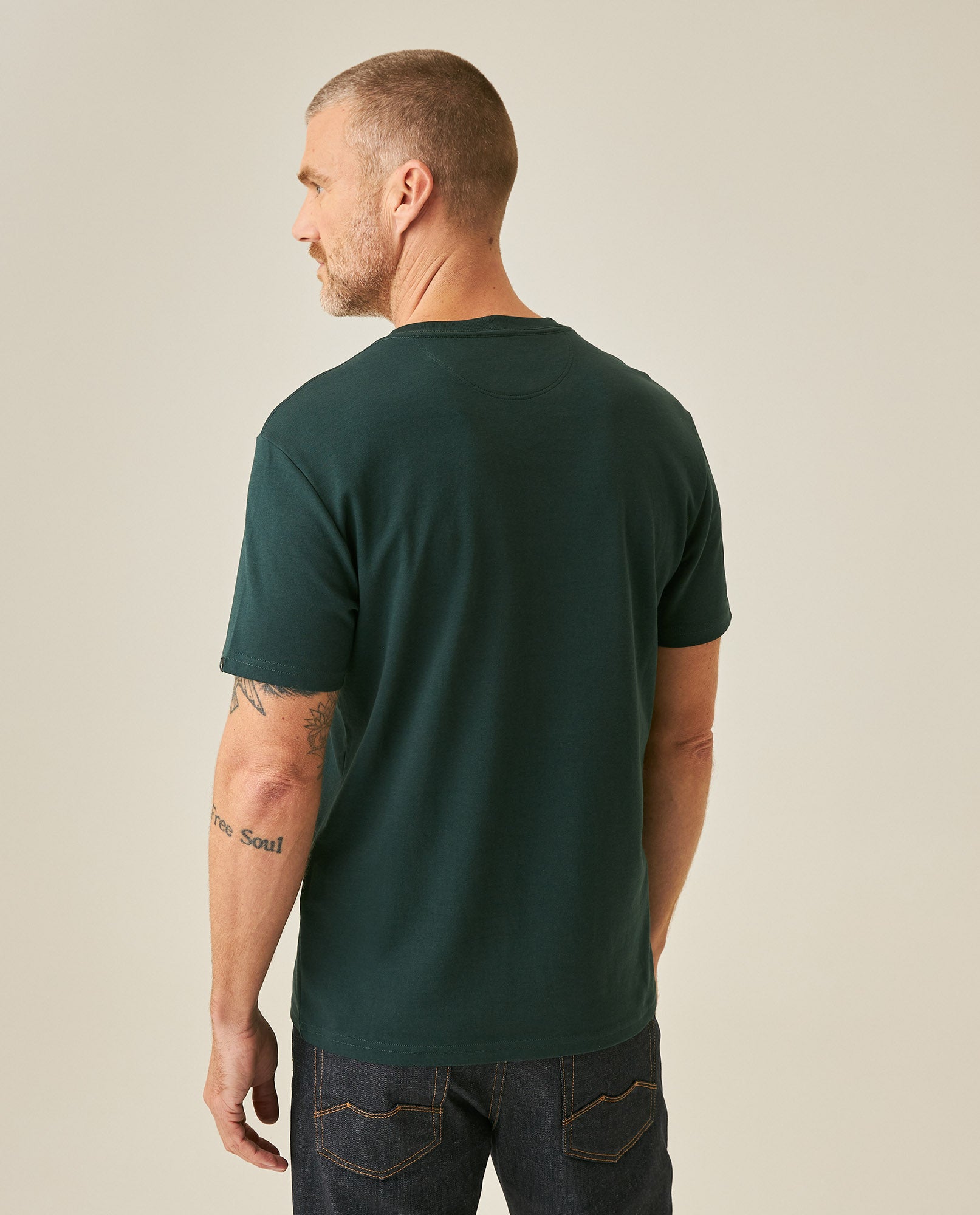 Mens T-Shirt Slim Fit Short Sleeve Cotton Polyester High Density Graphic Center Print Tactile Relief - Dark Green 63_641H002_VER195406_6