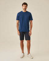Mens T-Shirt Classic Fit Short Sleeve Cotton Elastane Piqué-Honeycomb Fabric Localized Graphic Red Vent Details - Blue 63_641H003_AZU194029_4