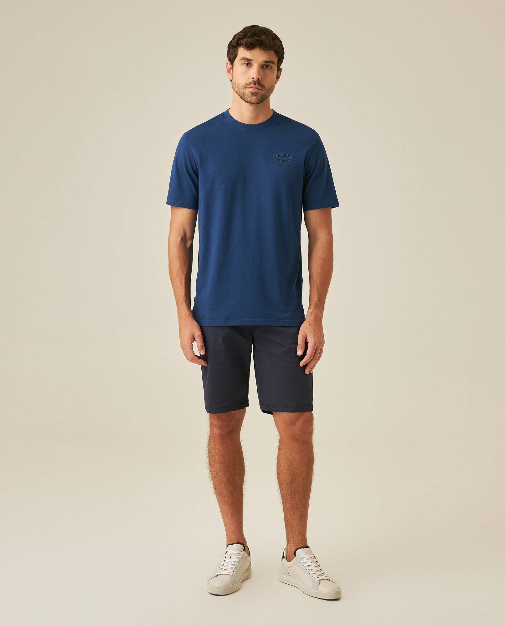 Mens T-Shirt Classic Fit Short Sleeve Cotton Elastane Piqué-Honeycomb Fabric Localized Graphic Red Vent Details - Blue 63_641H003_AZU194029_4