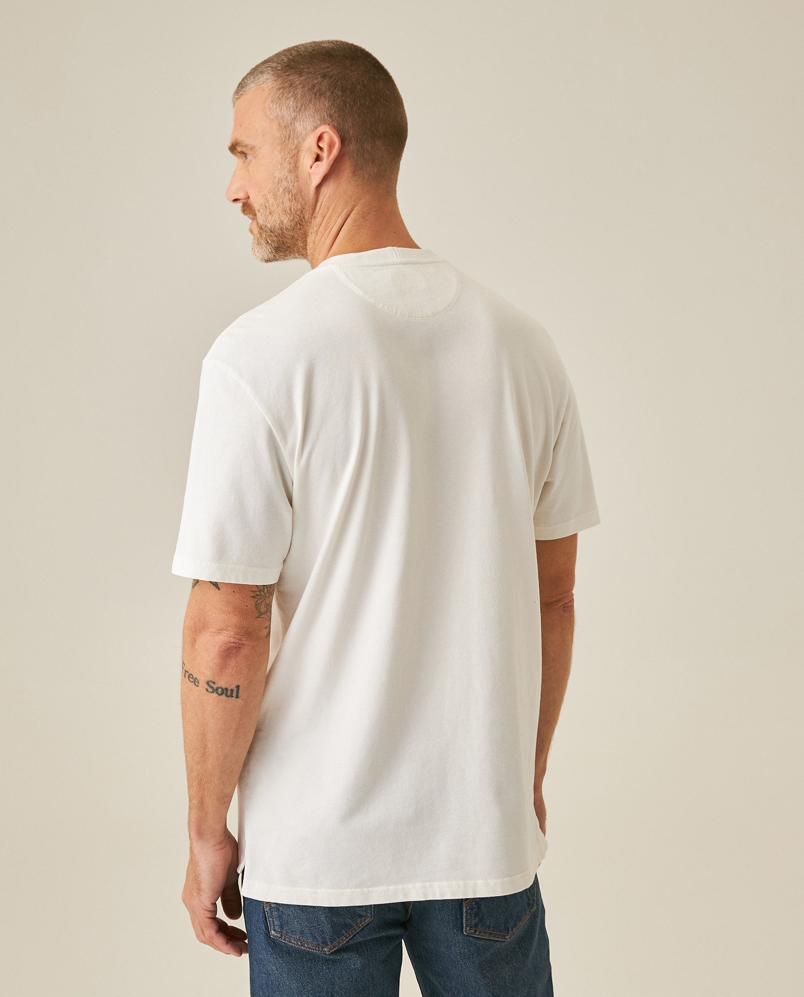 Mens T-Shirt Classic Fit Short Sleeve Cotton Elastane Piqué-Honeycomb Fabric Localized Graphic Red Vent Details - Raw 63_641H003_CRU110606_6