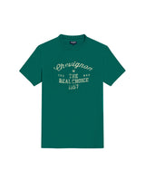 Mens T-Shirt Slim Fit Short Sleeve Cotton Subtle Slub Heavy Rib Collar Printed Front Graphic Seam Details - Green 63_641H004_VER185322_3