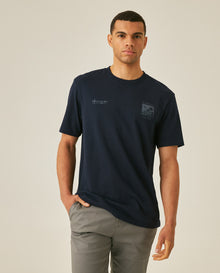 Mens T-Shirt Classic Fit Short Sleeve Cotton Jersey Polonia Front Back Graphics Heavy Rib Collar - Blue 63_641H005_AZU193924_0