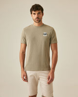 Mens T-Shirt Slim Fit Short Sleeve Cotton Polyester Waffle Texture Chest Embroidery Overlay Label - Green 63_641H006_VER170619_0