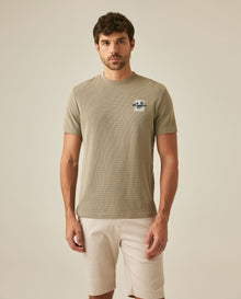 Mens T-Shirt Slim Fit Short Sleeve Cotton Polyester Waffle Texture Chest Embroidery Overlay Label - Green 63_641H006_VER170619_0