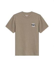 Mens T-Shirt Slim Fit Short Sleeve Cotton Polyester Waffle Texture Chest Embroidery Overlay Label - Green 63_641H006_VER170619_3