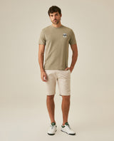 Mens T-Shirt Slim Fit Short Sleeve Cotton Polyester Waffle Texture Chest Embroidery Overlay Label - Green 63_641H006_VER170619_4