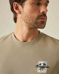 Mens T-Shirt Slim Fit Short Sleeve Cotton Polyester Waffle Texture Chest Embroidery Overlay Label - Green 63_641H006_VER170619_5