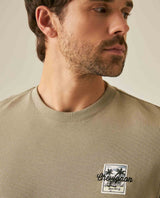 Mens T-Shirt Slim Fit Short Sleeve Cotton Polyester Waffle Texture Chest Embroidery Overlay Label - Green 63_641H006_VER170619_5