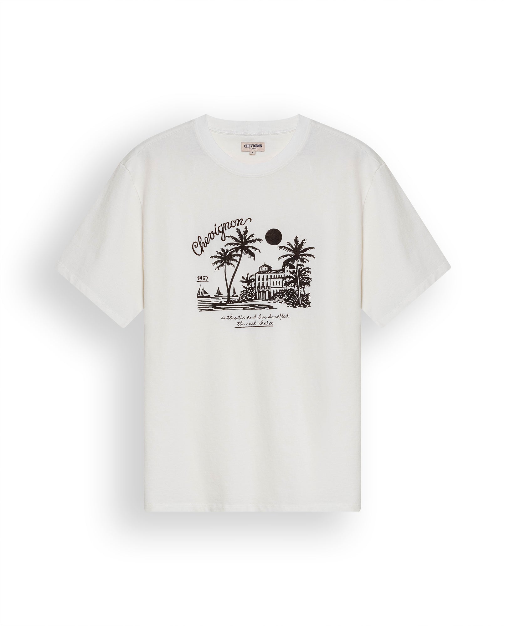 Mens T-Shirt Classic Fit Short Sleeve Cotton Jersey Medium Weight Heavy Rib Collar Mixed Front Graphics - Raw 63_641H008_CRU110606_3