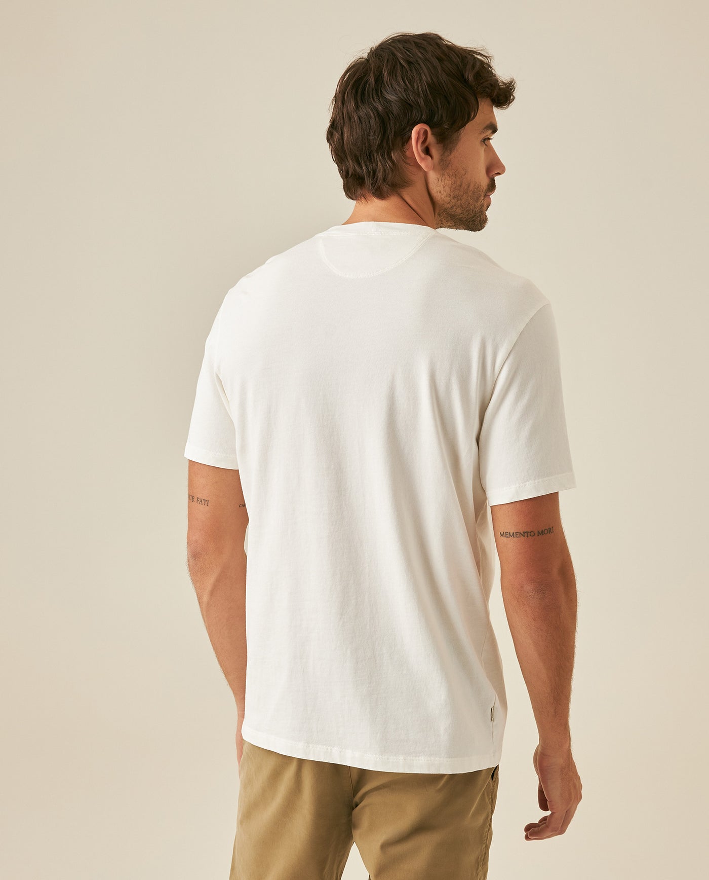 Mens T-Shirt Classic Fit Short Sleeve Cotton Jersey Medium Weight Heavy Rib Collar Mixed Front Graphics - Raw 63_641H008_CRU110606_6