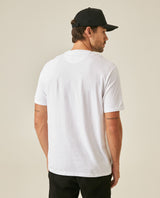 Mens T-Shirt Classic Fit Short Sleeve Cotton Jersey Normalized Patch-Style Graphics - White 63_641H009_BLA110601_6