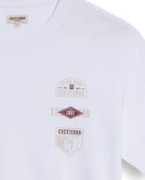 Mens T-Shirt Classic Fit Short Sleeve Cotton Jersey Normalized Patch-Style Graphics - White 63_641H009_BLA110601_8