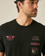 Mens T-Shirt Classic Fit Short Sleeve Cotton Jersey Normalized Patch-Style Graphics - Black 63_641H009_NEG194007_5