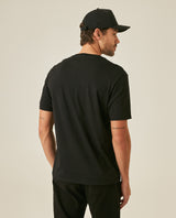 Mens T-Shirt Classic Fit Short Sleeve Cotton Jersey Normalized Patch-Style Graphics - Black 63_641H009_NEG194007_6