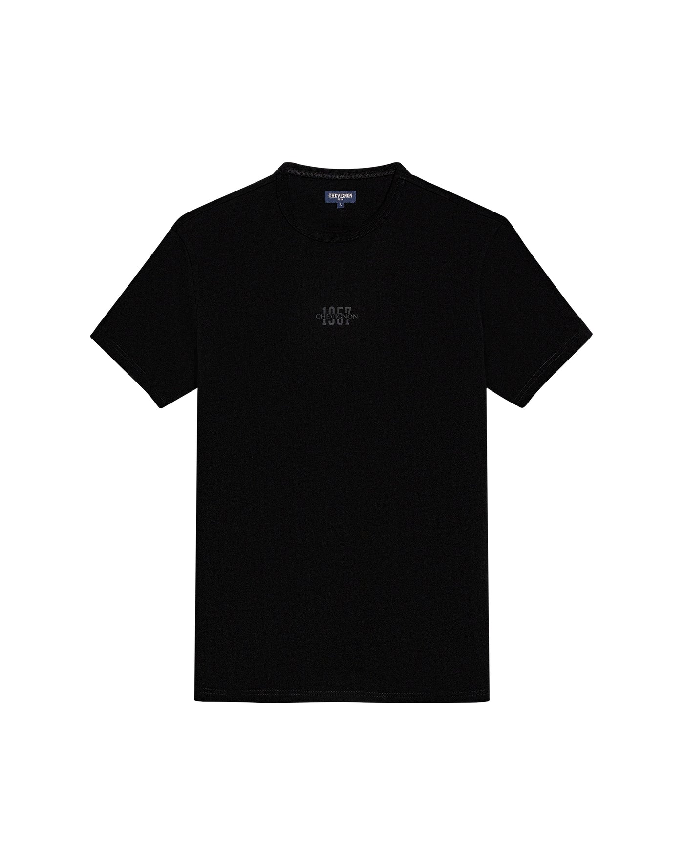 Mens T-Shirt Slim Fit Short Sleeve Cotton Jersey Heavy Mini Central High Density Graphic - Black 63_641H010_NEG194007_3