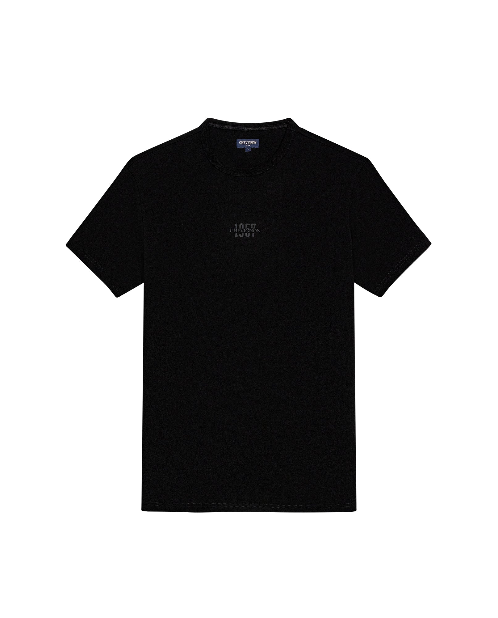 Mens T-Shirt Slim Fit Short Sleeve Cotton Jersey Heavy Mini Central High Density Graphic - Black 63_641H010_NEG194007_3