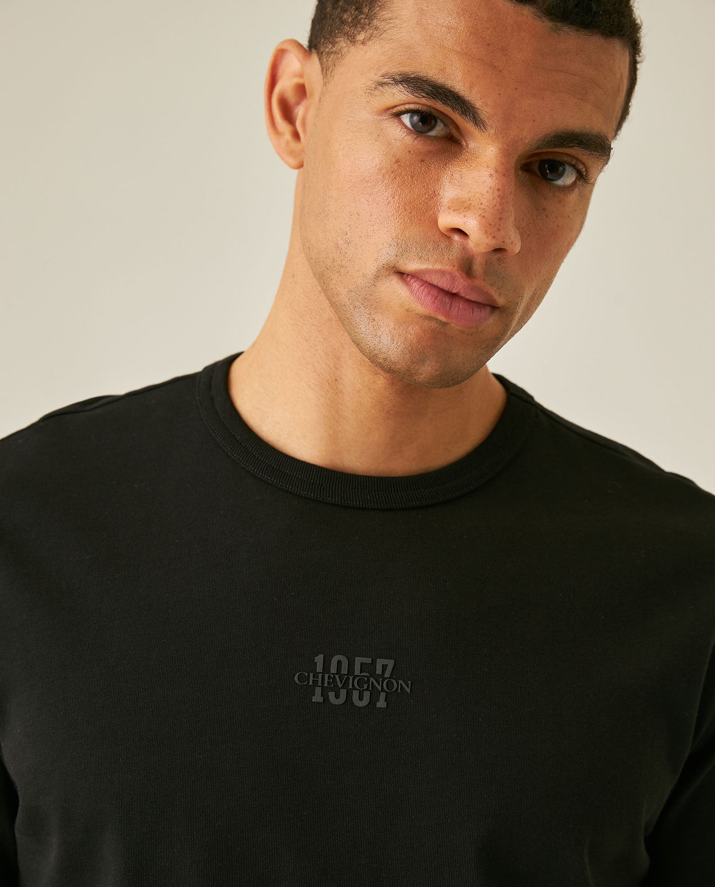 Mens T-Shirt Slim Fit Short Sleeve Cotton Jersey Heavy Mini Central High Density Graphic - Black 63_641H010_NEG194007_5