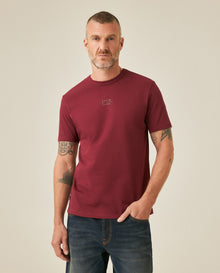Mens T-Shirt Slim Fit Short Sleeve Cotton Jersey Heavy Mini Central High Density Graphic - Red 63_641H010_ROJ191522_0
