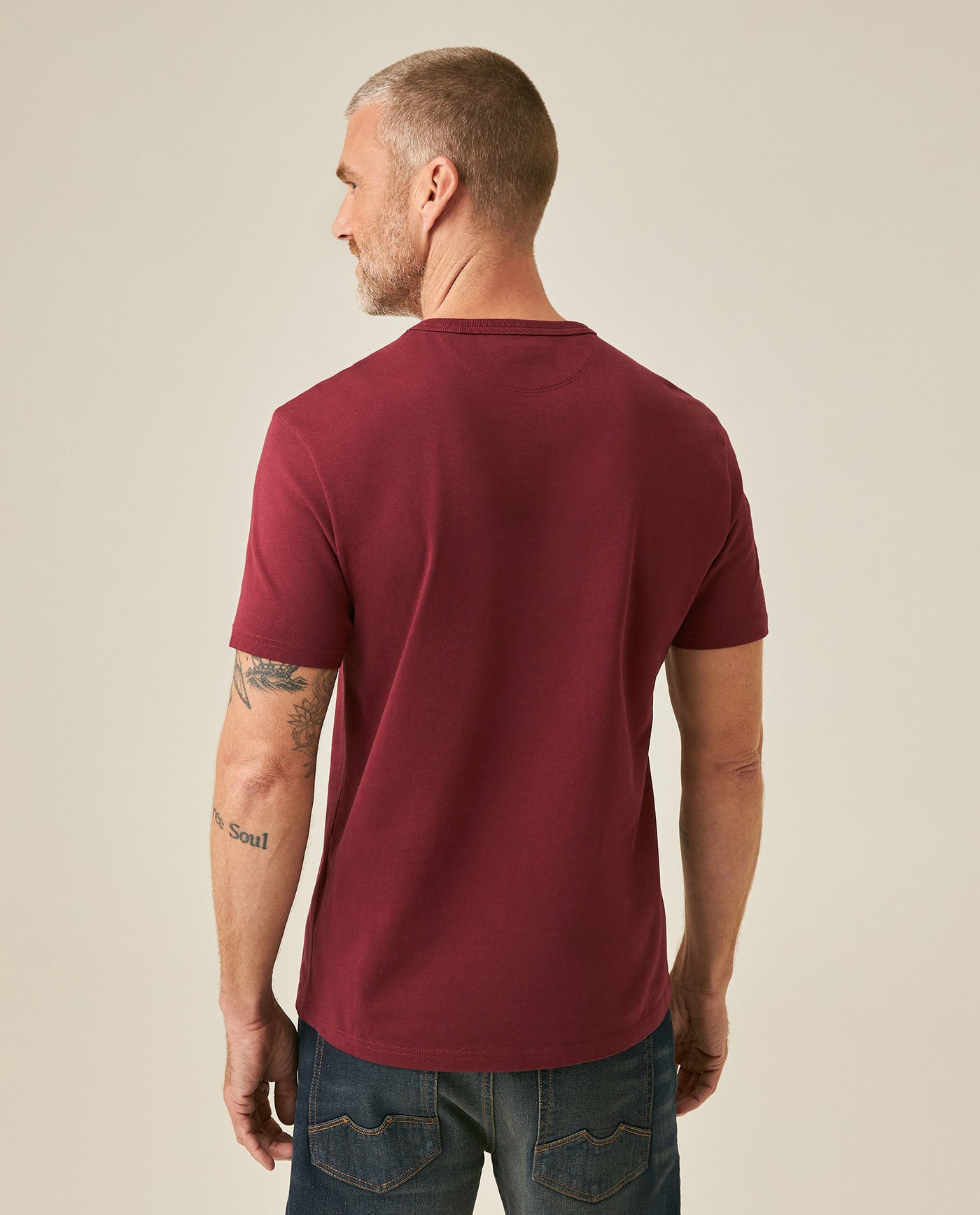 Mens T-Shirt Slim Fit Short Sleeve Cotton Jersey Heavy Mini Central High Density Graphic - Red 63_641H010_ROJ191522_6