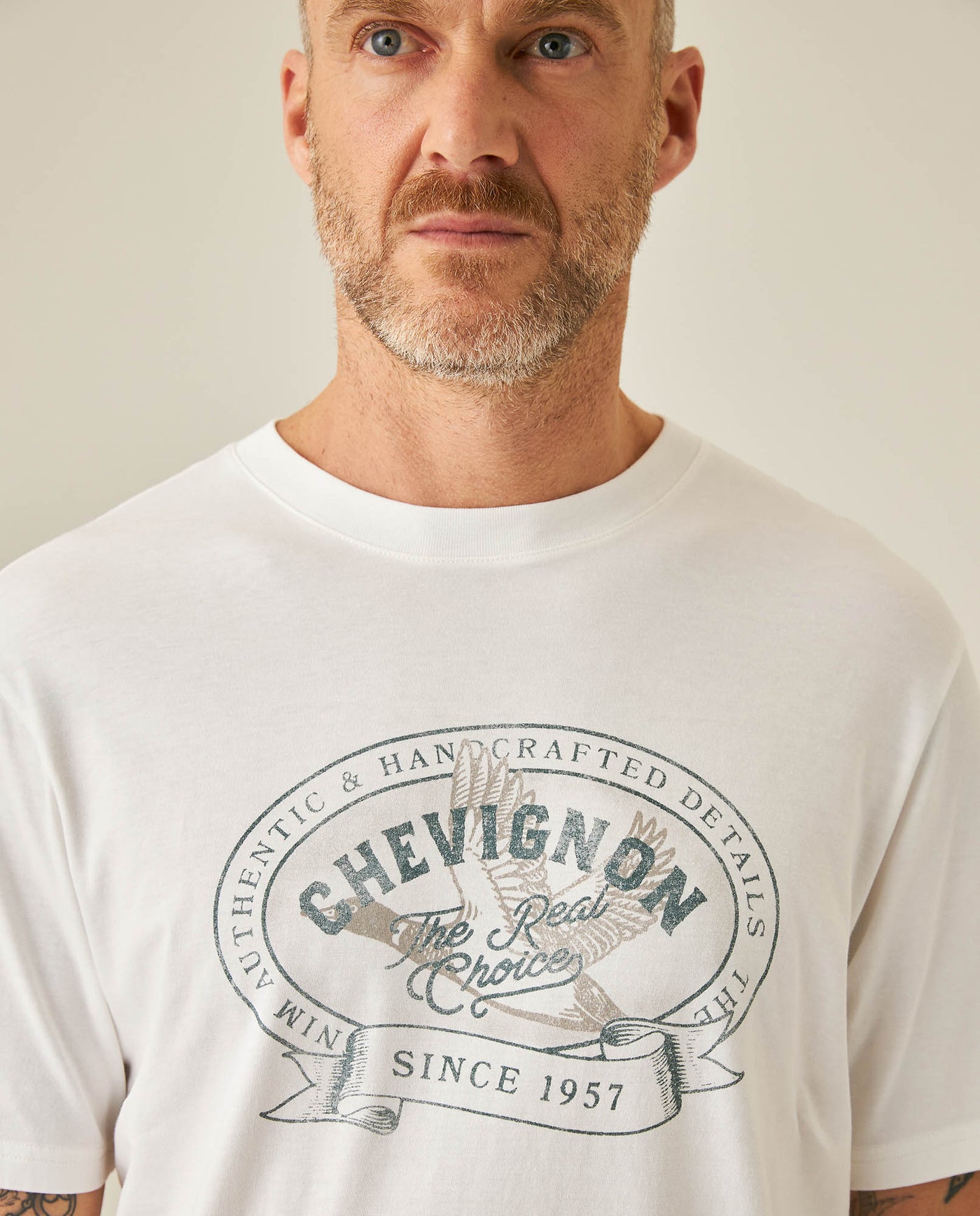Mens T-Shirt Slim Fit Short Sleeve Cotton Jersey Medium Weight Front Localized Graphic - Raw 63_641H011_CRU110606_7