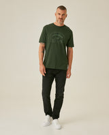 Mens T-Shirt Slim Fit Short Sleeve Cotton Jersey Medium Weight Front Localized Graphic - Green 63_641H011_VER180422_4