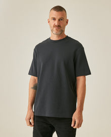 Mens T-Shirt Classic Fit Short Sleeve Cotton Polyester Waffle Texture Distinctive Tactile Dimension - Gray 63_641H012_GRI194406_0
