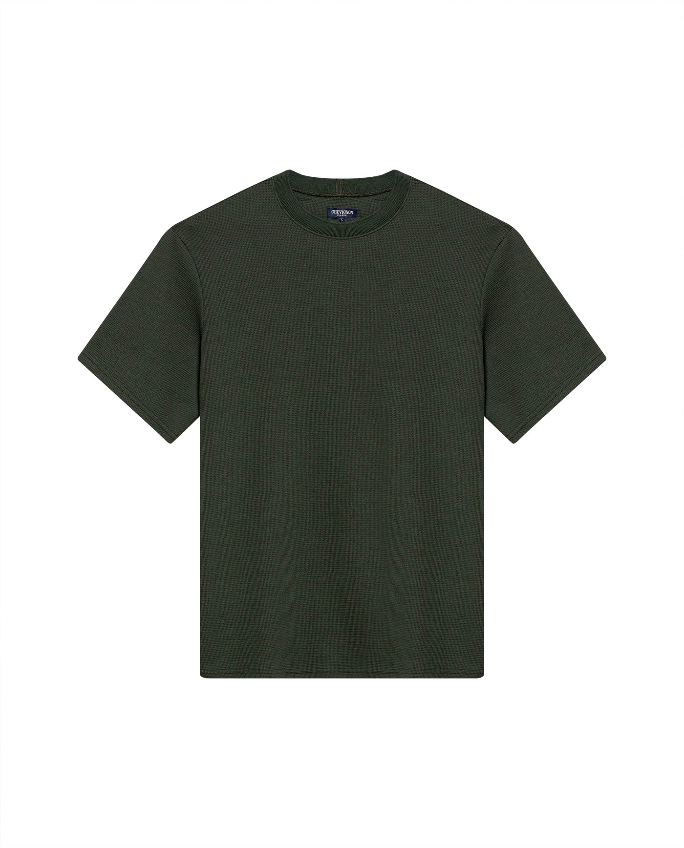 Mens T-Shirt Classic Fit Short Sleeve Cotton Polyester Waffle Texture Distinctive Tactile Dimension - Green 63_641H012_VER190509_3