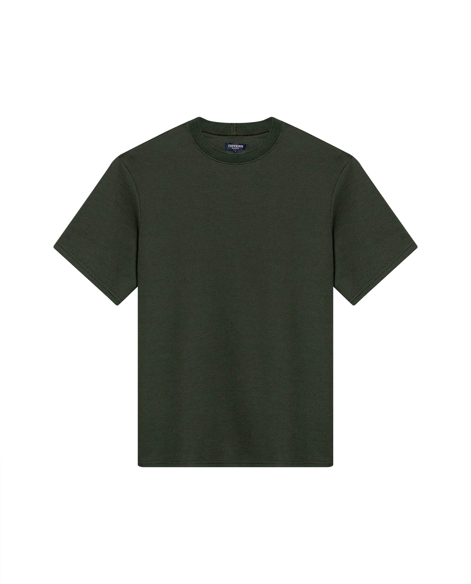 Mens T-Shirt Classic Fit Short Sleeve Cotton Polyester Waffle Texture Distinctive Tactile Dimension - Green 63_641H012_VER190509_3