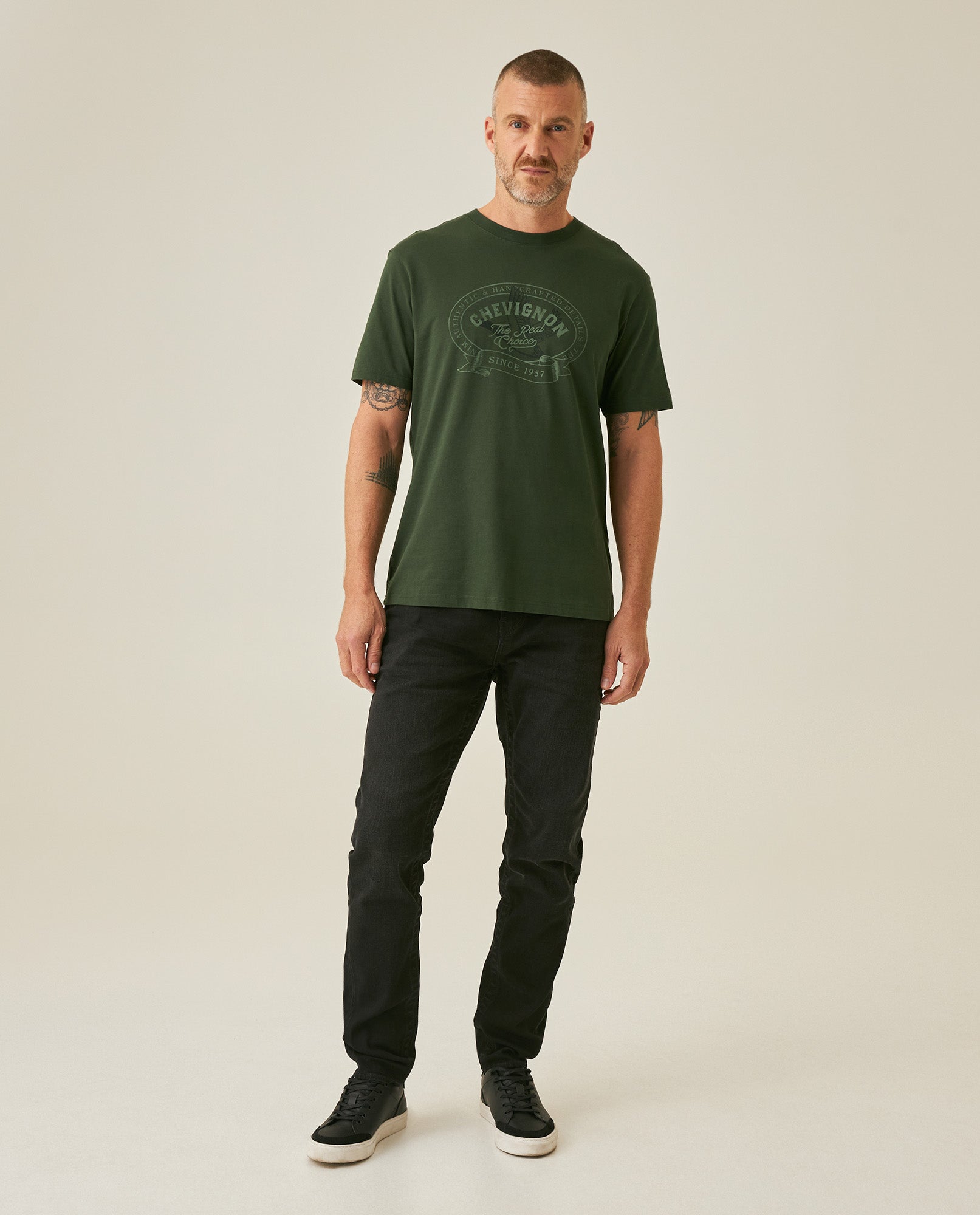 Mens T-Shirt Classic Fit Short Sleeve Cotton Polyester Waffle Texture Distinctive Tactile Dimension - Green 63_641H012_VER190509_4