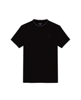 Mens T-Shirt Slim Fit Short Sleeve Cotton Honeycomb Effect Knit Collar Cuffs Refined Structure - Black 63_641H013_NEG194007_3