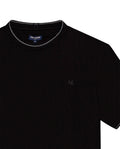 Mens T-Shirt Slim Fit Short Sleeve Cotton Honeycomb Effect Knit Collar Cuffs Refined Structure - Black 63_641H013_NEG194007_8