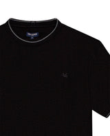 Mens T-Shirt Slim Fit Short Sleeve Cotton Honeycomb Effect Knit Collar Cuffs Refined Structure - Black 63_641H013_NEG194007_8