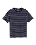 Mens T-Shirt Slim Fit Short Sleeve Cotton Elastane Stripe Fabric Flag Label Side Sleeve Nautical - Blue 63_641H014_AZU193924_3