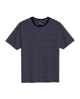 Mens T-Shirt Slim Fit Short Sleeve Cotton Elastane Stripe Fabric Flag Label Side Sleeve Nautical - Blue 63_641H014_AZU193924_3