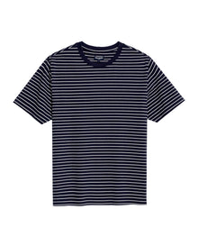 Mens T-Shirt Slim Fit Short Sleeve Cotton Elastane Stripe Fabric Flag Label Side Sleeve Nautical - Blue 63_641H014_AZU193924_3