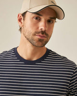 Mens T-Shirt Slim Fit Short Sleeve Cotton Elastane Stripe Fabric Flag Label Side Sleeve Nautical - Blue 63_641H014_AZU193924_5