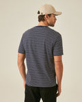 Mens T-Shirt Slim Fit Short Sleeve Cotton Elastane Stripe Fabric Flag Label Side Sleeve Nautical - Blue 63_641H014_AZU193924_6