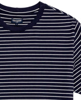 Mens T-Shirt Slim Fit Short Sleeve Cotton Elastane Stripe Fabric Flag Label Side Sleeve Nautical - Blue 63_641H014_AZU193924_8