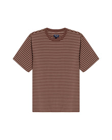 Mens T-Shirt Slim Fit Short Sleeve Cotton Elastane Stripe Fabric Flag Label Side Sleeve Nautical - Brown 63_641H014_CAF191016_3