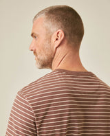 Mens T-Shirt Slim Fit Short Sleeve Cotton Elastane Stripe Fabric Flag Label Side Sleeve Nautical - Brown 63_641H014_CAF191016_7