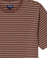 Mens T-Shirt Slim Fit Short Sleeve Cotton Elastane Stripe Fabric Flag Label Side Sleeve Nautical - Brown 63_641H014_CAF191016_8