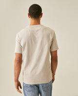 Mens T-Shirt Slim Fit Short Sleeve Cotton Jersey Double Knit Discreet Central Summer Graphic Side Vents - Beige 63_641H015_BEI140002_6