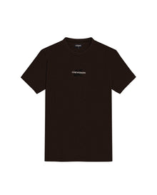 Mens T-Shirt Slim Fit Short Sleeve Cotton Jersey Double Knit Discreet Central Summer Graphic Side Vents - Brown 63_641H015_CAF191016_3