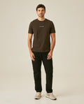 Mens T-Shirt Slim Fit Short Sleeve Cotton Jersey Double Knit Discreet Central Summer Graphic Side Vents - Brown 63_641H015_CAF191016_4