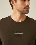 Mens T-Shirt Slim Fit Short Sleeve Cotton Jersey Double Knit Discreet Central Summer Graphic Side Vents - Brown 63_641H015_CAF191016_5