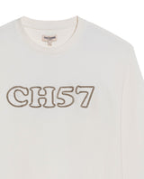 Mens T-Shirt Long Sleeve Classic Fit Cotton Elastane Jersey Heavy Chain Stitch Embroidered Graphic - Raw 63_641H016_CRU110701_8