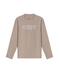 Mens T-Shirt Long Sleeve Classic Fit Cotton Elastane Jersey Heavy Chain Stitch Embroidered Graphic - Gray 63_641H016_GRI171107_3
