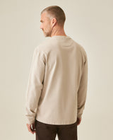 Mens T-Shirt Long Sleeve Classic Fit Cotton Elastane Jersey Heavy Chain Stitch Embroidered Graphic - Gray 63_641H016_GRI171107_6